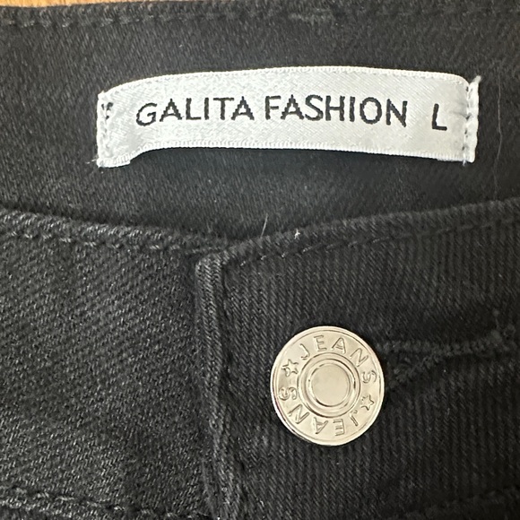 Almeda Jeans Elegant Black Wide Leg with Cut-Out Details and Gems - Picture 8 of 8